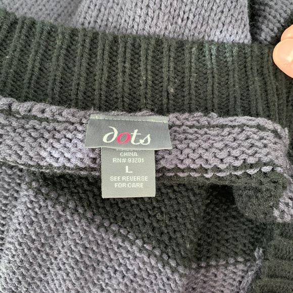 Dots Ladies Black & Gray Striped Knit Open Cardigan Size L - Picture 5 of 7